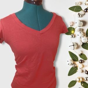 Ambiance | Burnt Sienna V-neck Babydoll Tee Women's Small